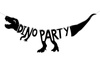 Baner na imprezę - Dino Party - Czarny - 20 x 90 cm