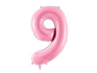 Balon foliowy - Cyfra "9" - Różowy - 86cm 